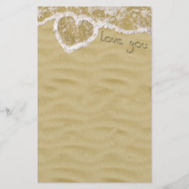 砂の中の「愛し書ている」ハート 便箋
