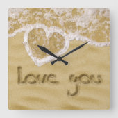 砂の中書のハート スクエア壁時計 (正面)