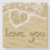 砂の中書のハート ストーンコースター (正面)