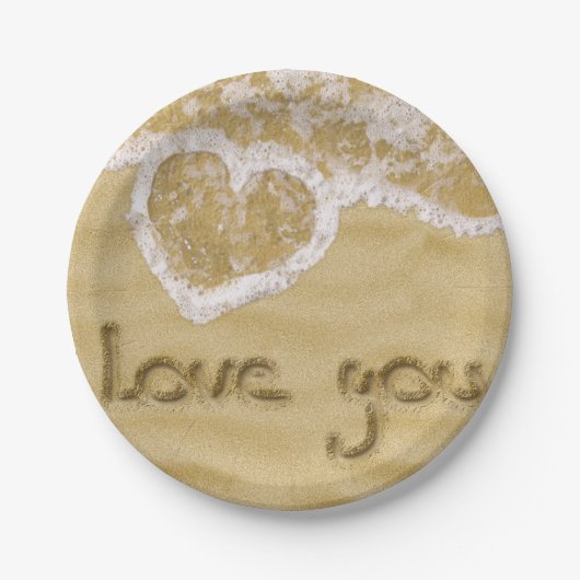 砂の中書のハート ペーパープレート (正面)
