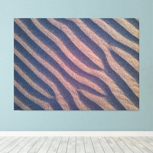砂の写真に風の形をした縞模様 キャンバスプリント (インサイチュ (ウッドフロア))