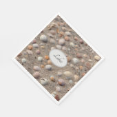 砂の写真モノグラムで夏の海の貝殻 スタンダードランチョンナプキン (角)