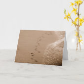 砂の同情カードに犬の足跡 カード (黄色い花)