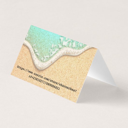 砂の名刺に折り畳まれたフットプリント 名刺 (裏面)