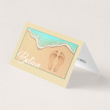砂の名刺に折り畳まれたフットプリント