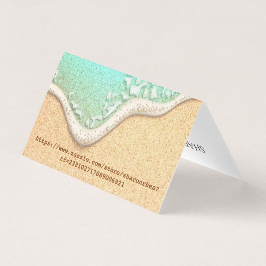 砂の名刺に折り畳まれたフットプリント 名刺 (裏面)