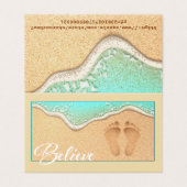 砂の名刺に折り畳まれたフットプリント 名刺 (外部フラット)