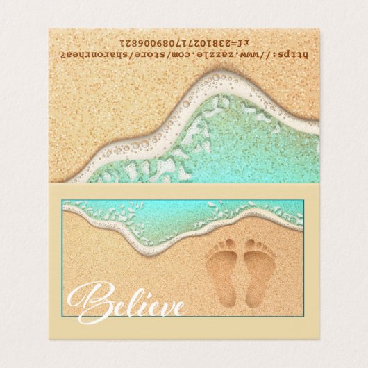 砂の名刺に折り畳まれたフットプリント 名刺 (外部フラット)