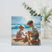 砂の城を作る小さな少女と少年 (スタンド正面)