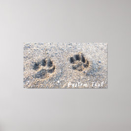 砂の子犬の写真にPAWプリント愛犬家 キャンバスプリント
