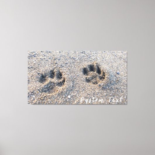 砂の子犬の写真にPAWプリント愛犬家 キャンバスプリント (正面)