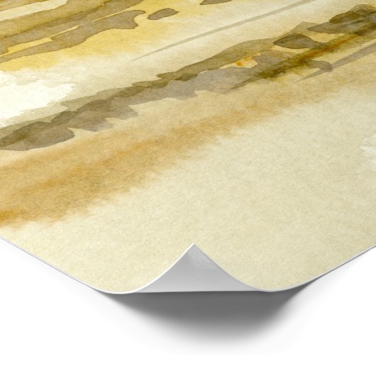 砂の山の砂漠の風景の水色 ポスター (角)