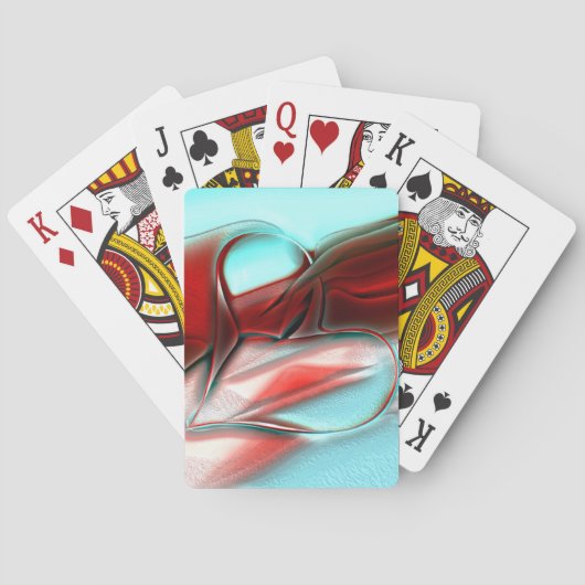 砂の山の質感の上の結晶線のハート トランプ (裏面)