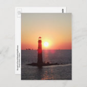 砂の島の灯台の日没 ポストカード (正面/裏面)