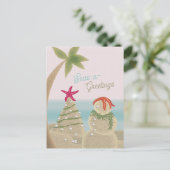 砂の彫刻クリスマスポストカード ポストカード (スタンド正面)