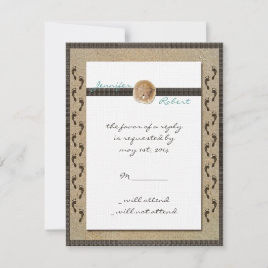 砂の応答カードの足跡 出欠カード (正面)