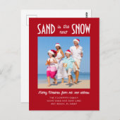 砂の新しい雪の写真の赤の動く発表 ポストカード (正面/裏面)