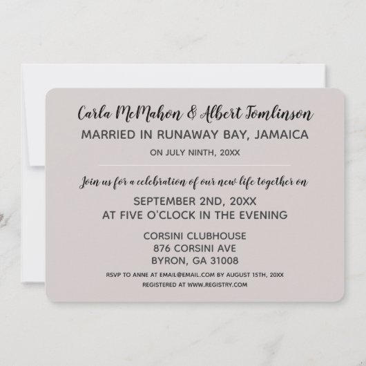 砂の書たった今結婚しました発表パーティー 招待状 (裏面)