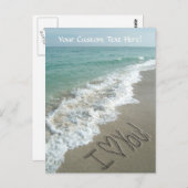 砂の書ビーチに、私はあなたを愛している ポストカード (正面/裏面)