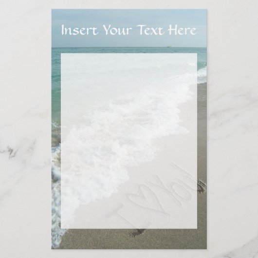 砂の書ビーチに、私はあなたを愛している 便箋 (正面)