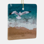 砂の書ビーチフロリダの私たちの初めてのクリスマス セラミックオーナメント (右)