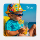 砂の書ビーチフロリダの私たちの初めてのクリスマス セラミックオーナメント (裏面)