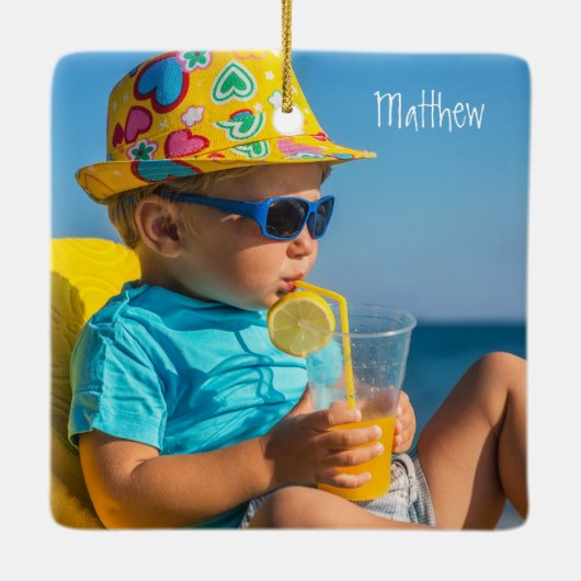 砂の書ビーチフロリダの私たちの初めてのクリスマス セラミックオーナメント (裏面)