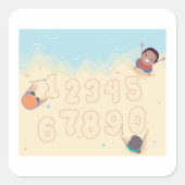 砂の書正方形のステッカーの中の子供の番号 スクエアシール (正面)