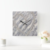 砂の正方形で引く予測できないハート スクエア壁時計 (ホーム)