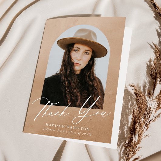 砂の水色のアーチ写真卒業 サンキューカード