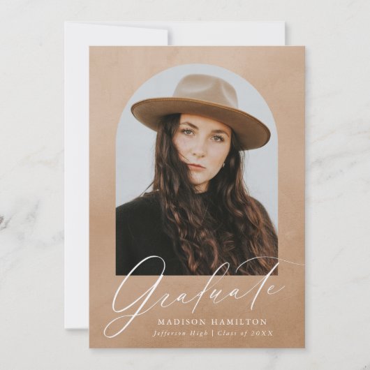 砂の水色のアーチ写真卒業 案内状 (正面)