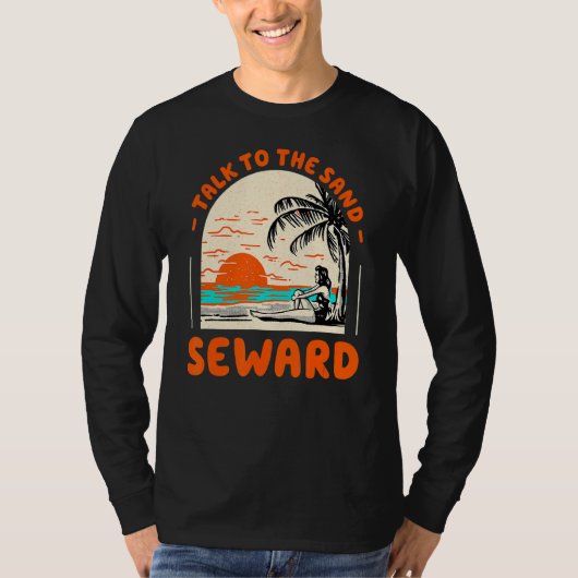 砂の海に向かうビーチアラスカ海夏に話す Tシャツ (正面)