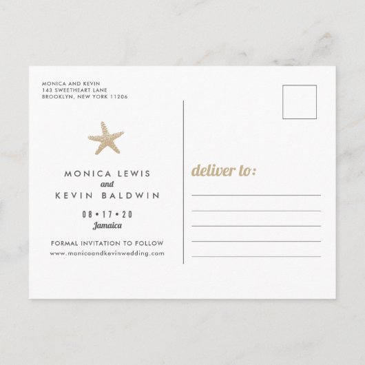 砂の海ビーチウェディング 保存の日 案内ポストカード (裏面)