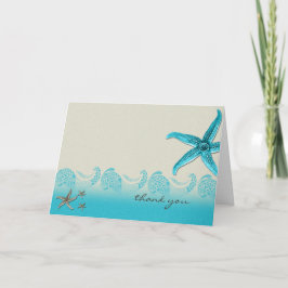 砂の海岸および水は感謝していしています サンキューカード