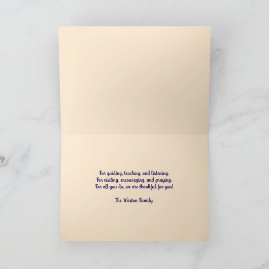 砂の牧師の聖職者の貝殻は感謝していしています サンキューカード (内部)