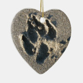 砂の犬の足プリント-オーナメント セラミックオーナメント (右)