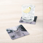 砂の砂丘ステップイメージを使用したコースター スクエアペーパーコースター (インサイチュ)