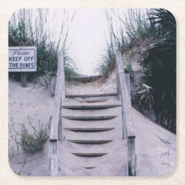 砂の砂丘ステップイメージを使用したコースター スクエアペーパーコースター