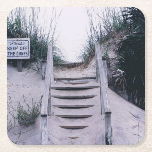 砂の砂丘ステップイメージを使用したコースター スクエアペーパーコースター (正面)