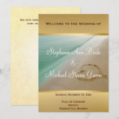 砂の結婚式プログラムプログラム・カードで切り分けられるハート プログラム (正面/裏面)