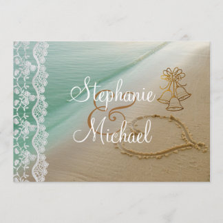 砂の結婚式招待状で切り分けられるハート 招待状