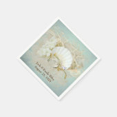 砂の結婚貝殻と指輪 スタンダードカクテルナプキン (角)
