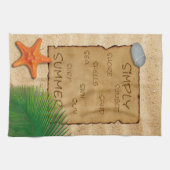 砂の背景にパーチメント – キッチンタオル (横)