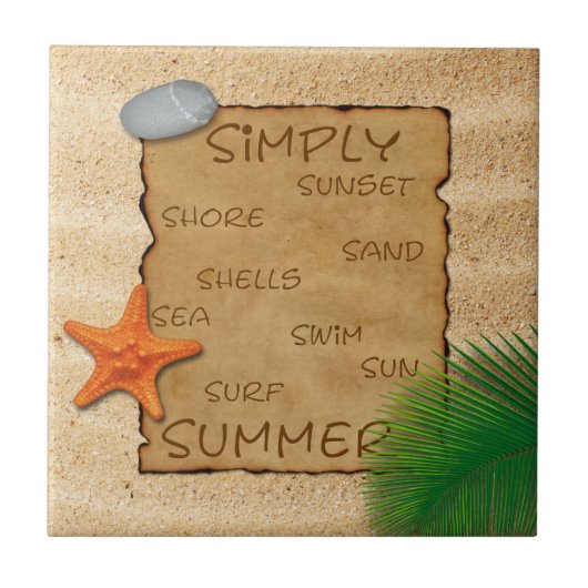 砂の背景にパーチメント – セラミックタイル (正面)