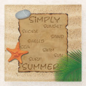 砂の背景にパーチメント – Glass Coaster ガラスコースター (正面)