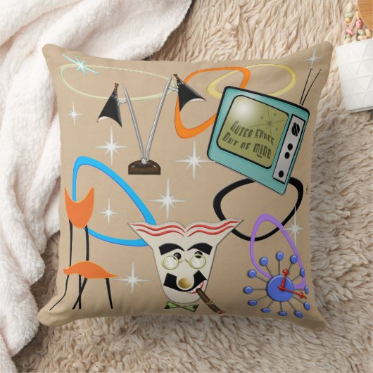 砂の背景に50年代の象徴的な画像 クッション (ブランケット)