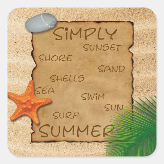 砂の背景のパーチメント – ステッカー (正面)