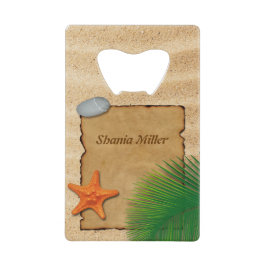 砂の背景のパーチメント – ボトルオープナー