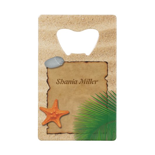 砂の背景のパーチメント – ボトルオープナー (正面)