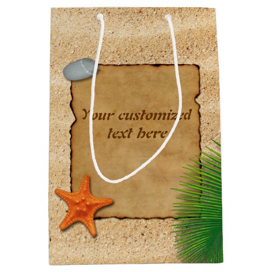 砂の背景の羊皮紙 – 中抱き枕 ミディアムペーパーバッグ (正面)